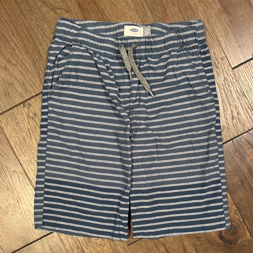 Old Navy Boys L 10/12 Striped Athletic Shorts - Blue and Gray